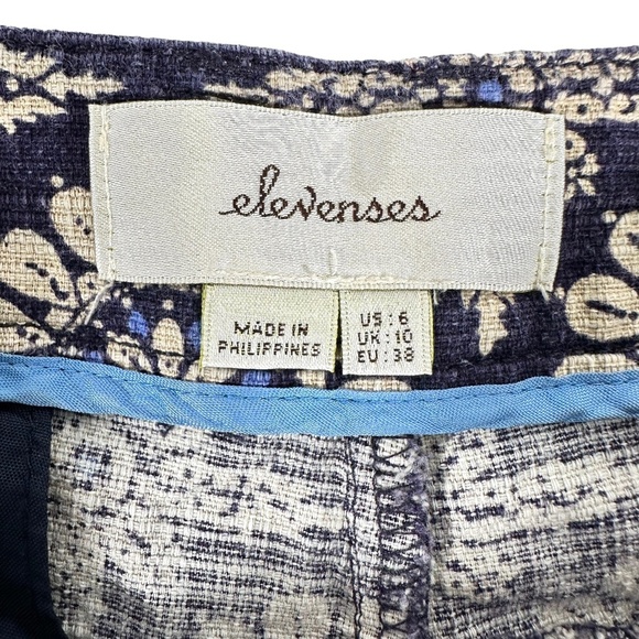 Women's | Anthropologie's Elevenses | Navy Blue Mid-rise Medallion Shorts  - 6 - Picture 6 of 7